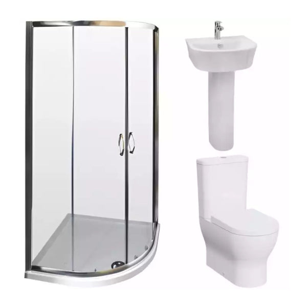 Kartell Modern Complete Bathroom Suite with 900mm Quadrant Shower Enclosure, 6mm Glass