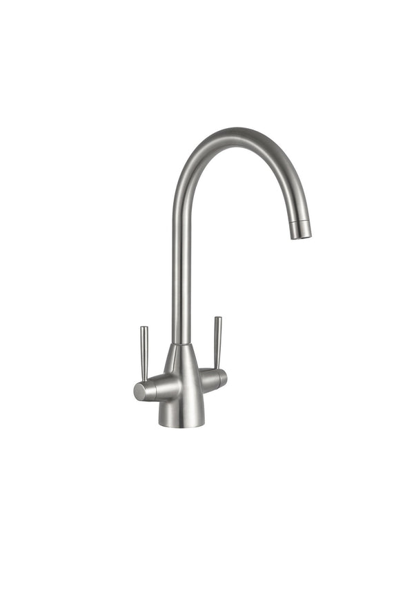 Kartell Mono Kitchen Sink Mixer Tap Dual Handle, Brushed Steel
