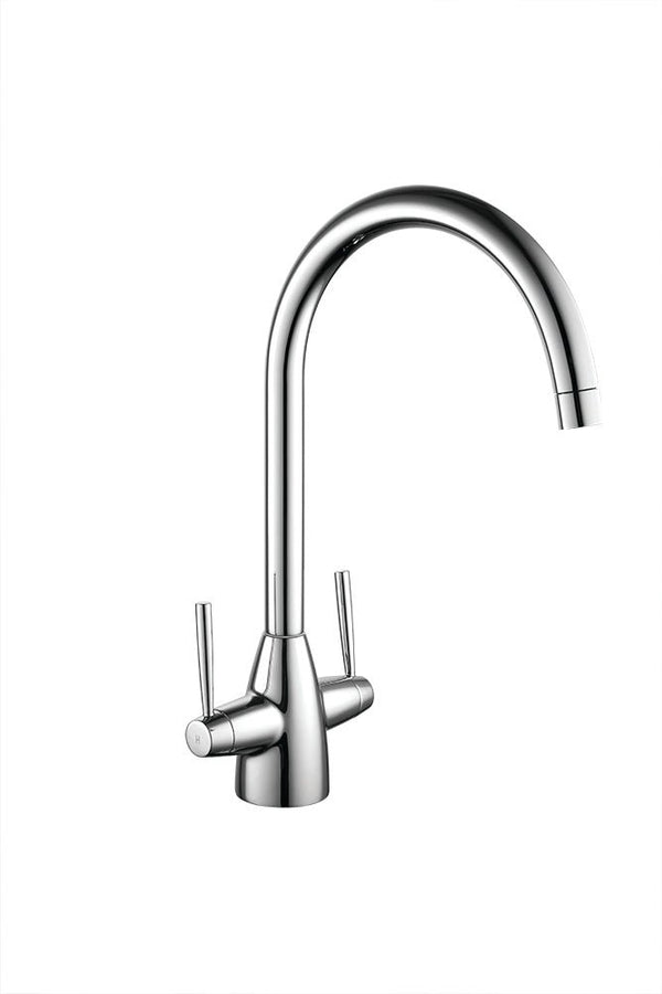 Kartell Mono Kitchen Sink Mixer Tap Dual Handle Deck Mounted, Polished Chrome