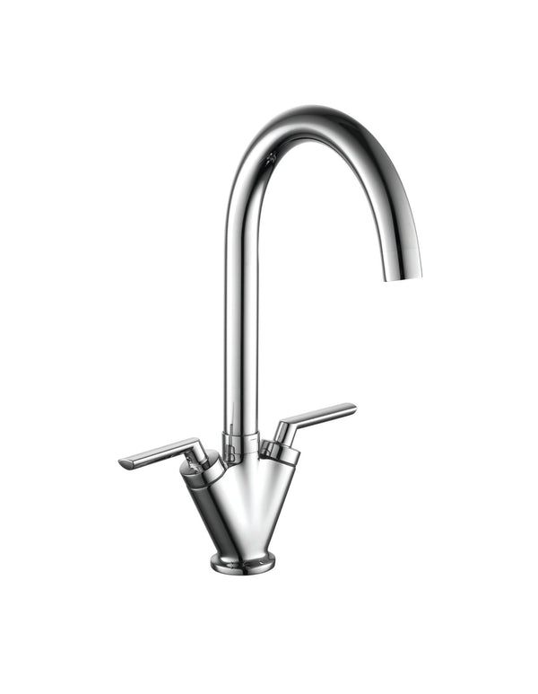 Kartell Mono Kitchen Sink Mixer Tap Dual Handle, Polished Chrome