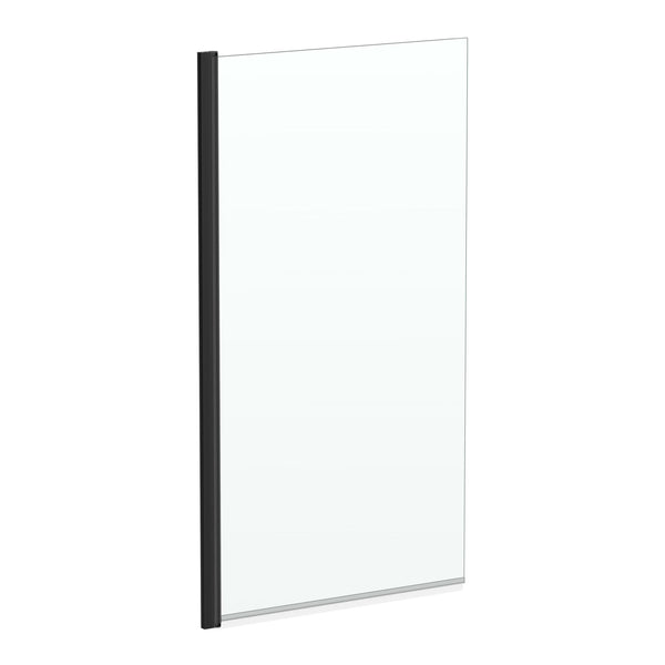 Kartell Nero Black Straight Bath Screen 1400mm x 780mm, Square Edge