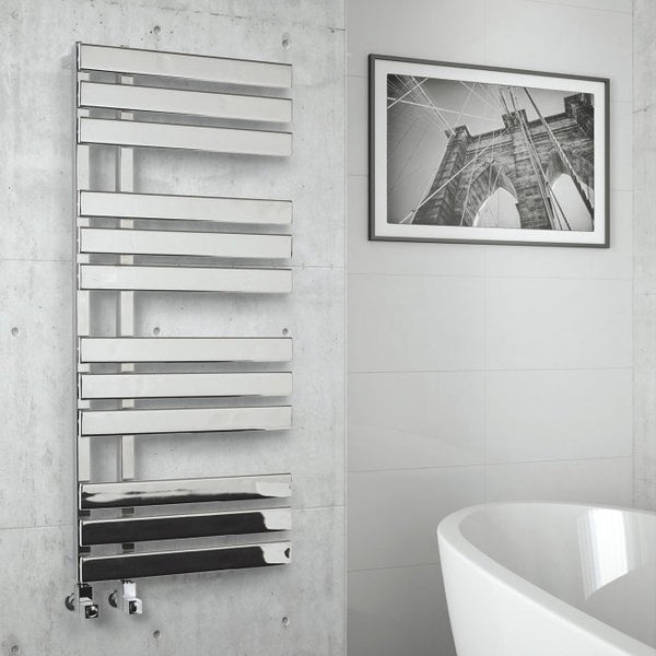 K-Vit Oregon Chrome 1180mm x 500mm Modern Style Designer Heated Towel Rail