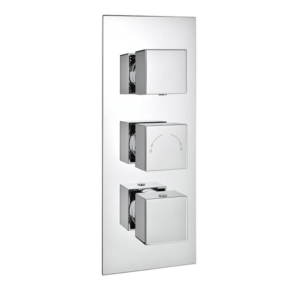 Kartell Plan Triple Square Concealed Thermostatic Shower Valve, Chrome