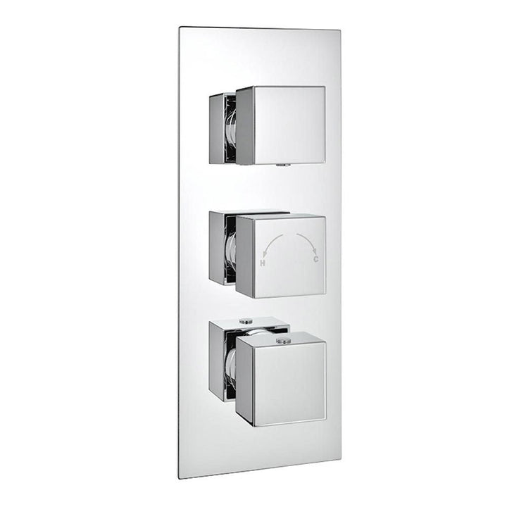 Kartell Plan Triple Square Concealed Thermostatic Shower Valve, Chrome