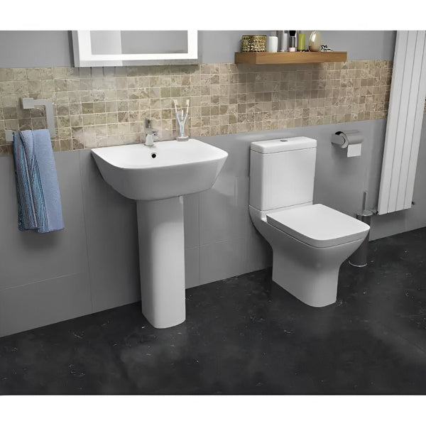 Kartell Project Square Ceramic Closed Couple Toilet WC Pan With Cistern & Soft Close Seat