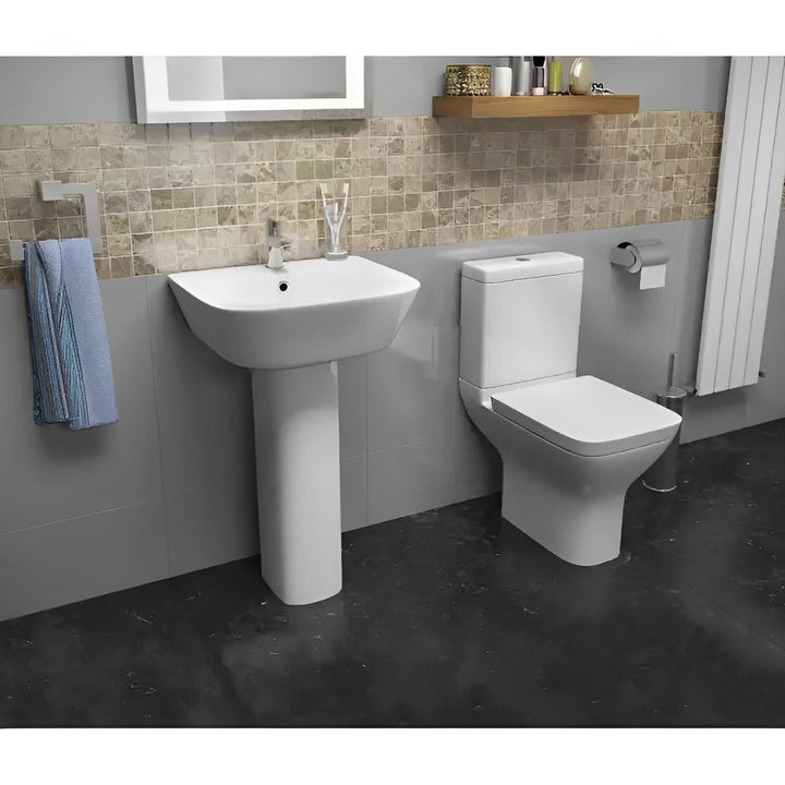 Kartell Project Square Ceramic Closed Couple Toilet WC Pan With Cistern & Soft Close Seat