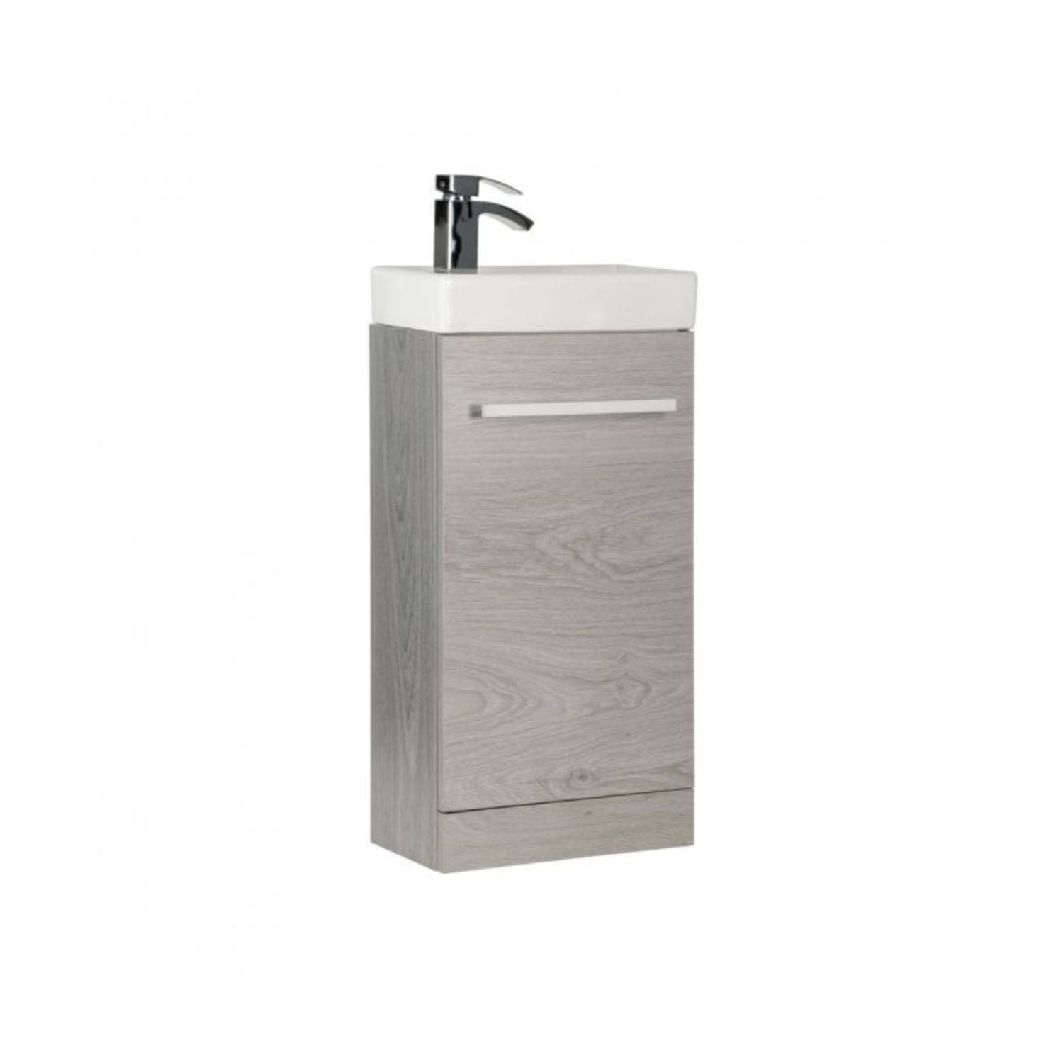 Kartell Purity Floor Standing Cloakroom Unit and Basin 815mm x 410mm, Silver Oak