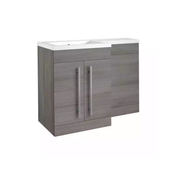 Kartell Purity F/S 2 Door Vanity Unit & Ceramic Basin 600mm x 450mm, Silver Oak
