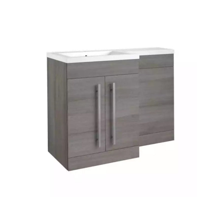 Kartell Purity F/S 2 Door Vanity Unit & Ceramic Basin 600mm x 450mm, Silver Oak