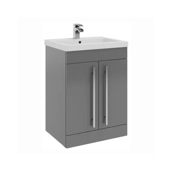Kartell Purity F/S 2 Door Vanity Unit & Ceramic Basin 600mm x 450mm, Storm Grey