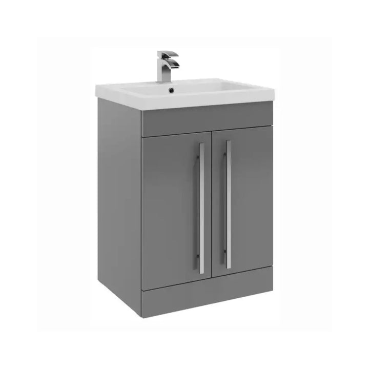 Kartell Purity F/S 2 Door Vanity Unit & Ceramic Basin 600mm x 450mm, Storm Grey