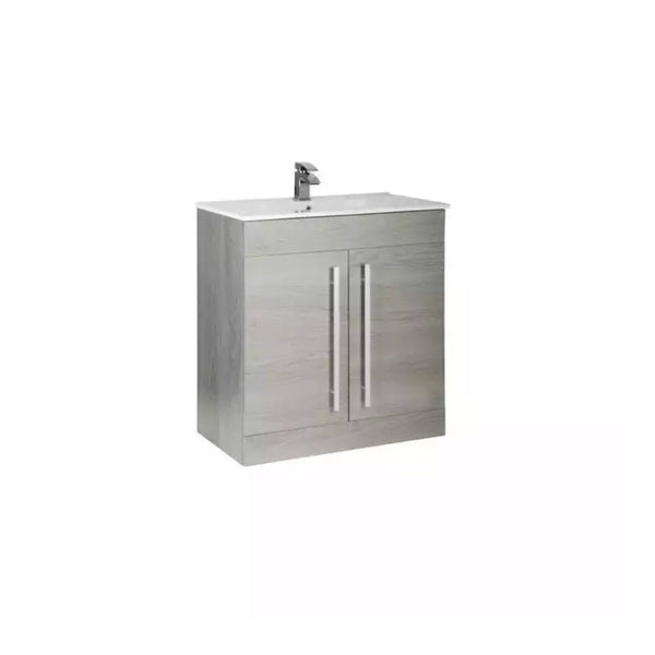 Kartell Purity F/S 2 Door Vanity Unit & Ceramic Basin 800mm x 450mm, Silver Oak