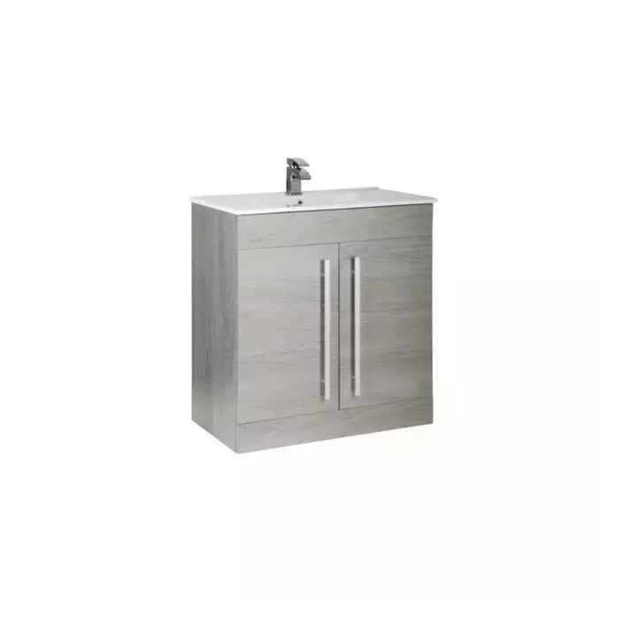 Kartell Purity F/S 2 Door Vanity Unit & Ceramic Basin 800mm x 450mm, Silver Oak