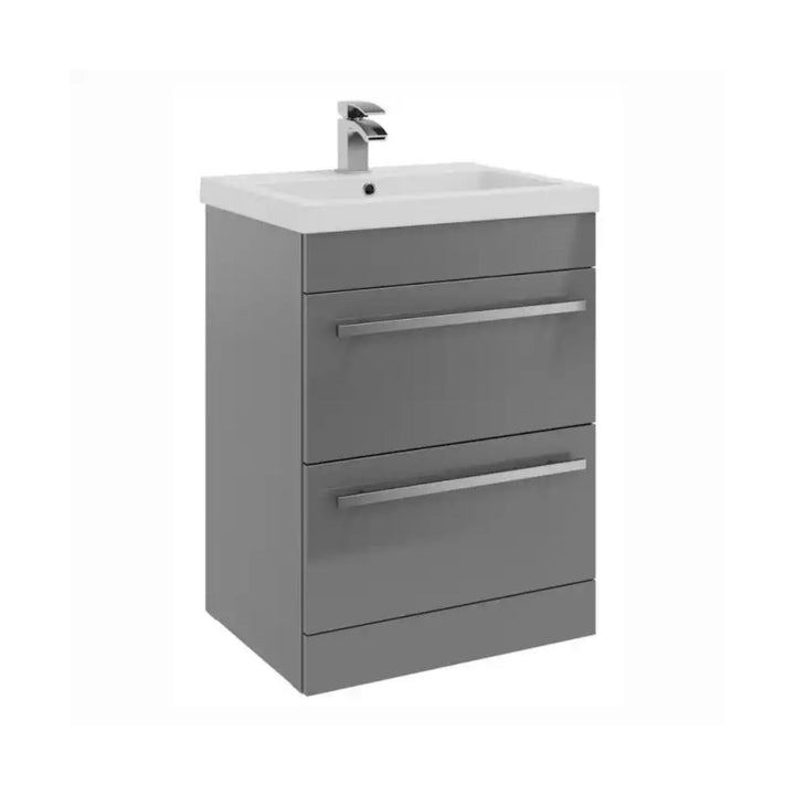 Kartell Purity F/S 2 Drawer Unit With Ceramic Worktop & Sit On Bowl 600mm x 450mm, Storm Grey
