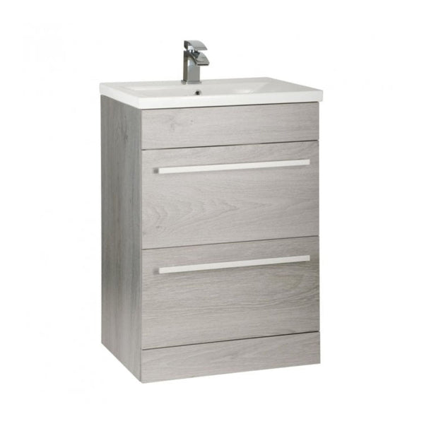 Kartell Purity F/S 2 Drawer Vanity and Mid Depth Basin 600mm x 450mm, Silver Oak