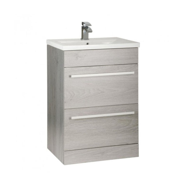 Kartell Purity F/S 2 Drawer Vanity Unit with Basin 600mm x 450mm, Silver Oak