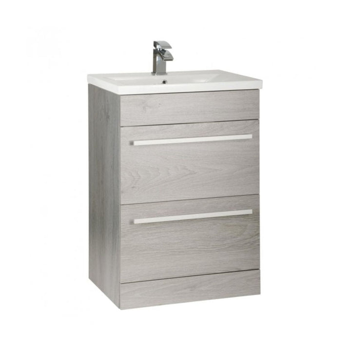 Kartell Purity F/S 2 Drawer Vanity Unit with Basin 600mm x 450mm, Silver Oak