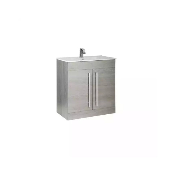 Kartell Purity F/S 2 Drawer Vanity with Ceramic Basin 800mm x 450mm, Silver Oak