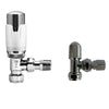 Kartell Refined Thermostatic Angled Radiator Valve and Lockshield - Chrome and White