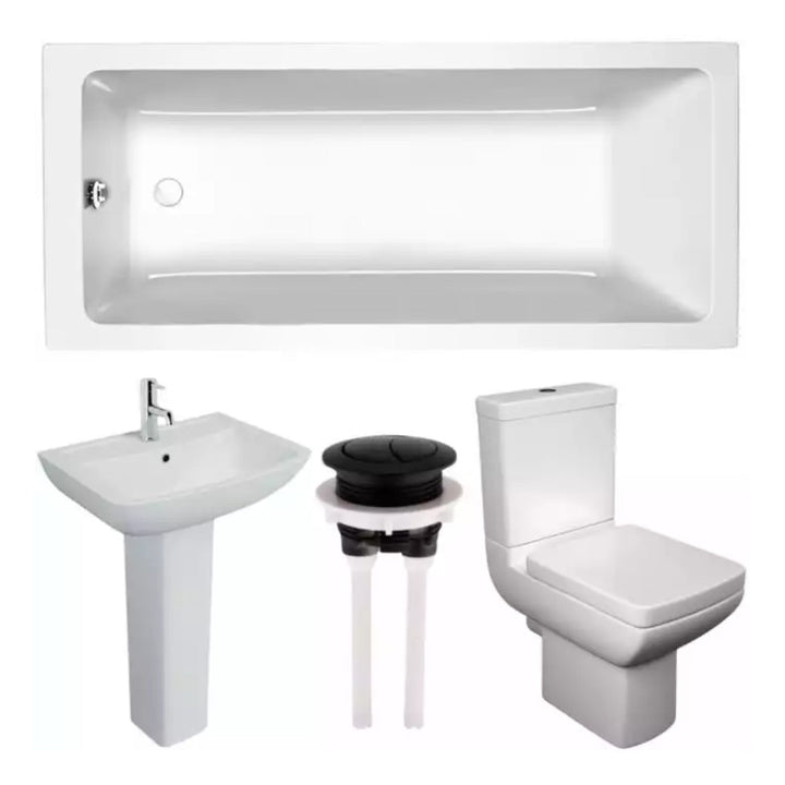 Kartell Spirit Modern Complete Bathroom Suite Rectangular Acrylic White Bath Ultimate Reinforced Panel 1700mm x 750mm