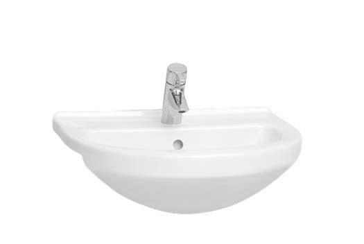 Kartell Style Round Semi - Recessed 1 Tap Hole Basin 550mm, White