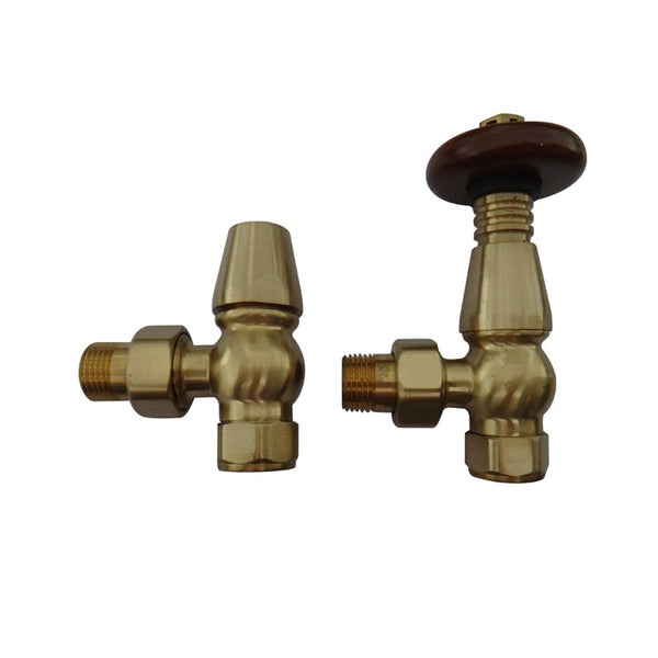 Kartell Traditional Angled Steel Radiator & Towel Rail Valve Antique Brass