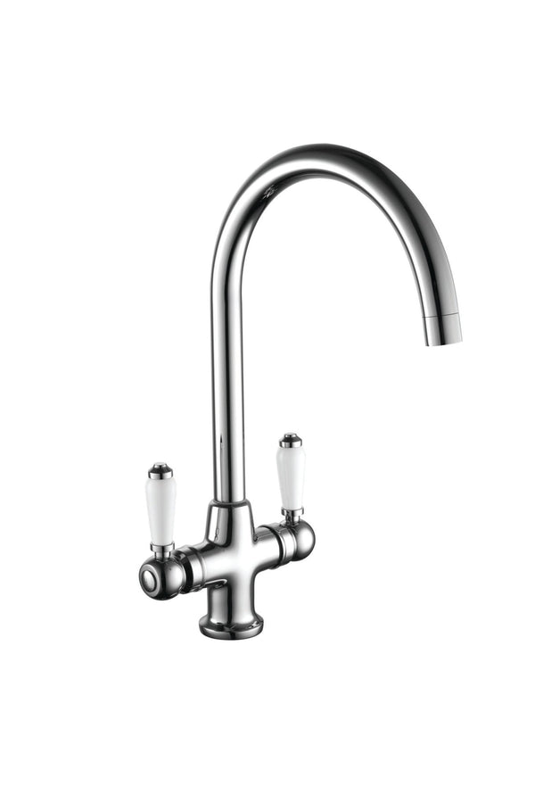 Kartell Traditional Mono Kitchen Sink Mixer Tap Dual Handle, Polished Chrome