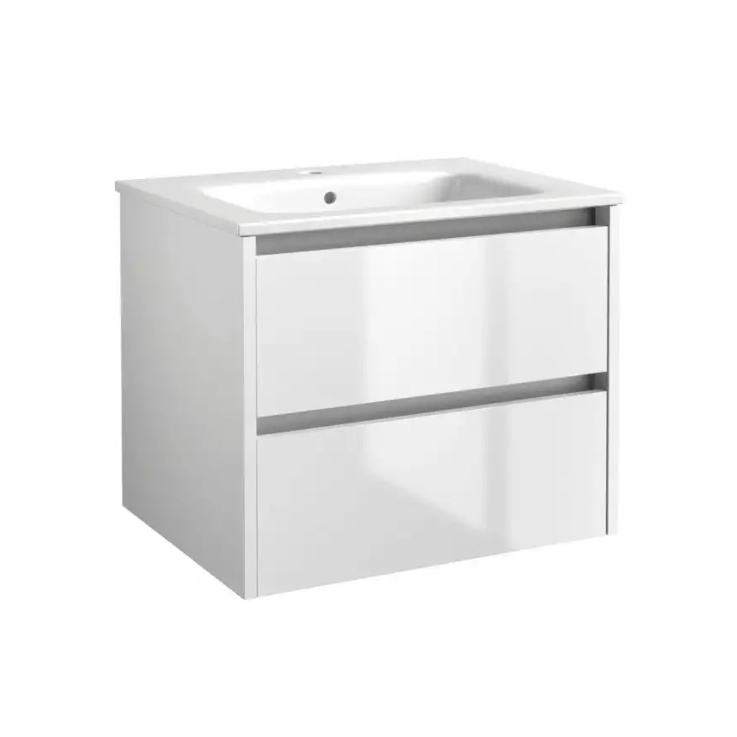 Kartell Wall Mounted 2 Drawer Cabinet Unit with Basin 800mm x 460mm, White Gloss