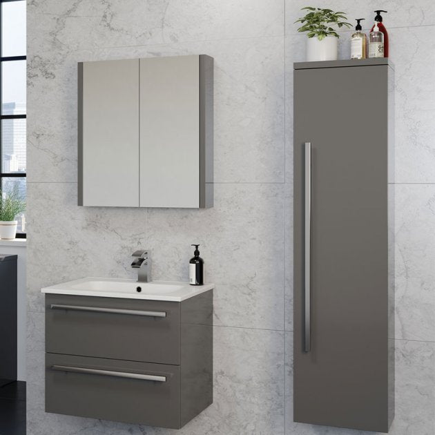 Kartell Wall Mounted Side Unit Cabinet 1400mm x 355mm, Storm Grey Gloss