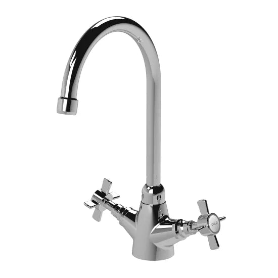 Nuie Kitchen Taps Traditional 1 Tap Hole Mono Sink Mixer Tap with Crosshead Handles