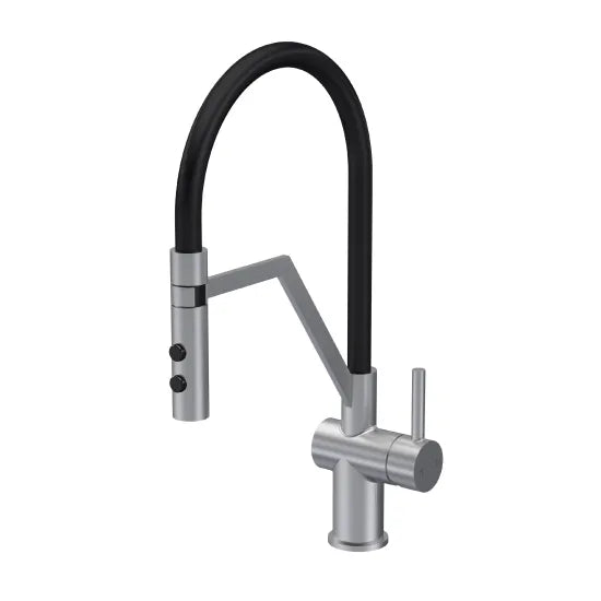 Nuie Kitchen Taps Ravi Mono Basin Single Lever Round Basin Tap & Rinser