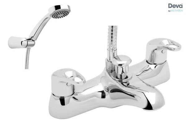 Methven Deva Lace Brass Deck Mounted Bath Shower Mixer, Chrome