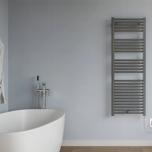 Lazzarini Cortina Black Electric Contract Carbon Steel Designer Heated Towel Rails