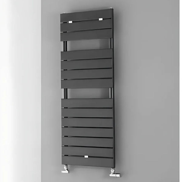 Lazzarini Palermo Anthracite Carbon Steel Designer Heated Towel Rail - 1200mm H x 510mm W