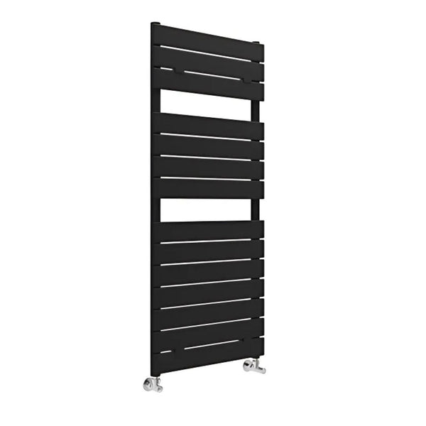 Lazzarini Palermo Black Carbon Steel Designer Heated Towel Rail - 1200mm H x 510mm W