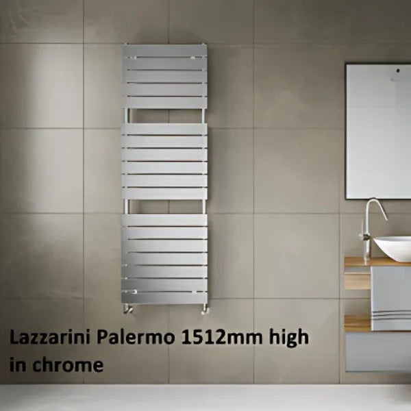 Lazzarini Palermo Chrome Carbon Steel Designer Heated Towel Rails