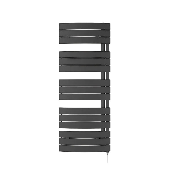 Lazzarini Pieve Electric Curved Anthracite Carbon Steel Designer Towel Rail - 1380mm H x 550mm W
