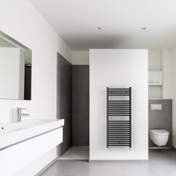 Lazzarini Roma Black Straight Carbon Steel Designer Heated Towel Rails