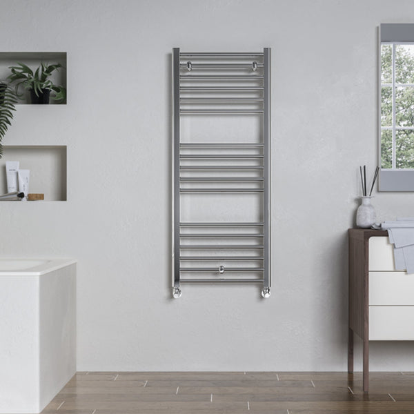 Lazzarini Silea Chrome Straight Carbon Steel Designer Heated Towel Rails