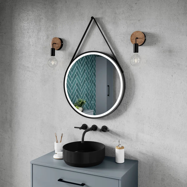 Hudson Reed 600mm Round Illuminated Mirror Matt Black