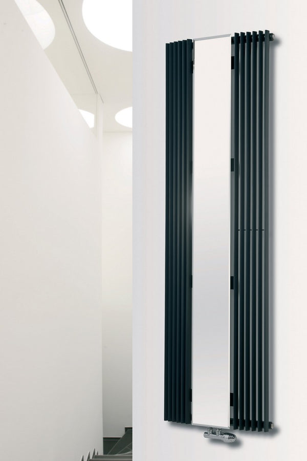MaxtherM Alton Steel Anthracite Mirror Vertical Designer Radiator, 1800mm H x 600mm W