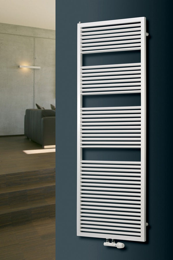 MaxtherM Denbigh Steel White Designer Heated Towel Rail, 1270mm H x 600mm W