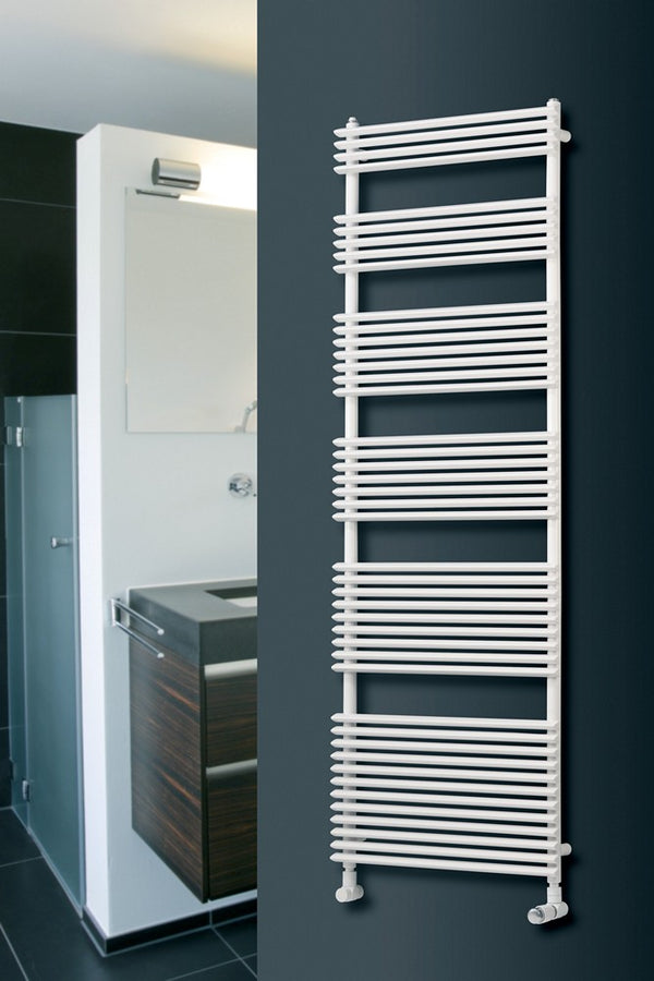 MaxtherM Chepstow Steel White Designer Heated Towel Rail, 1460mm H x 600mm W