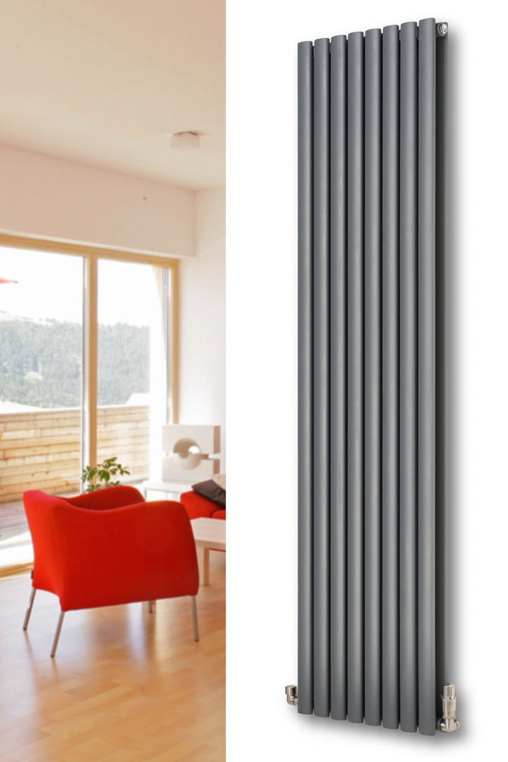 MaxtherM Eliptical Tube Anthracite Single/Double Panel Vertical Designer Radiators