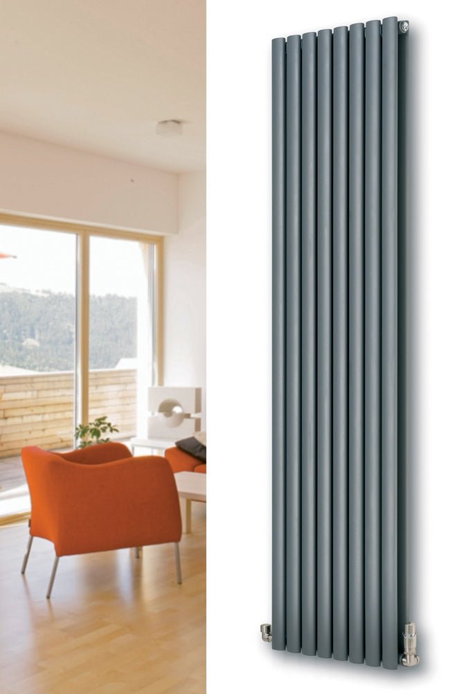 MaxtherM Eliptical Tube Anthracite Single/Double Panel Vertical Designer Radiators