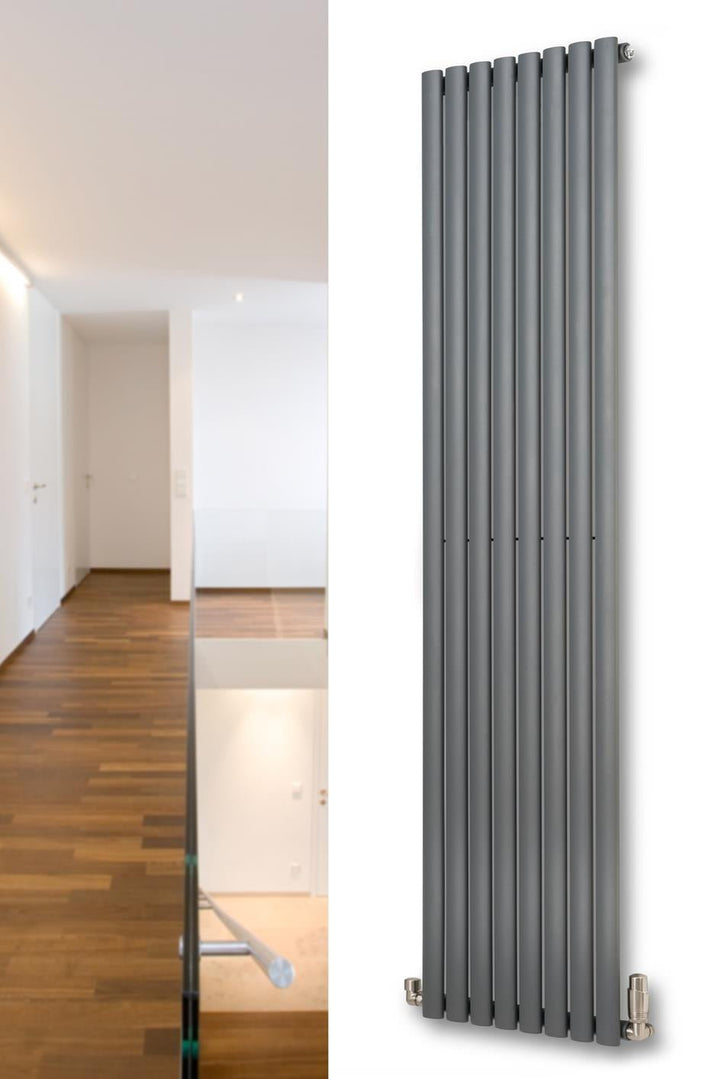 MaxtherM Eliptical Tube Anthracite Single/Double Panel Vertical Designer Radiators
