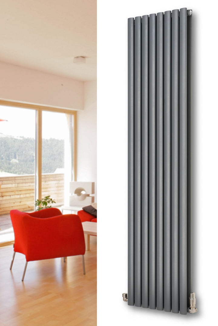 MaxtherM Eliptical Tube Anthracite Single/Double Panel Vertical Designer Radiators