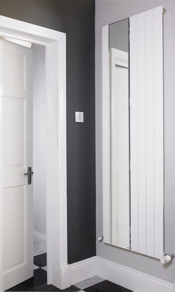 MaxtherM Newport Mirror Steel White Vertical Designer Radiators, 1800mm H x 595mm W - Central Heating