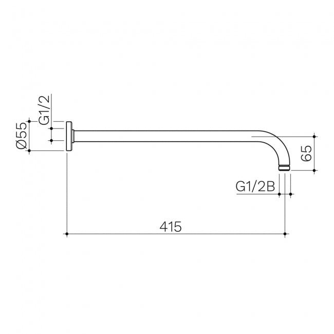 Methven Deva 415mm Overhead Wall Mounted Shower Arm - Chrome