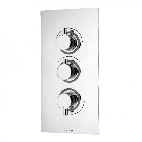 Methven Kaha 3 Way Concealed Mixer Valve Chrome (Metal Plate)